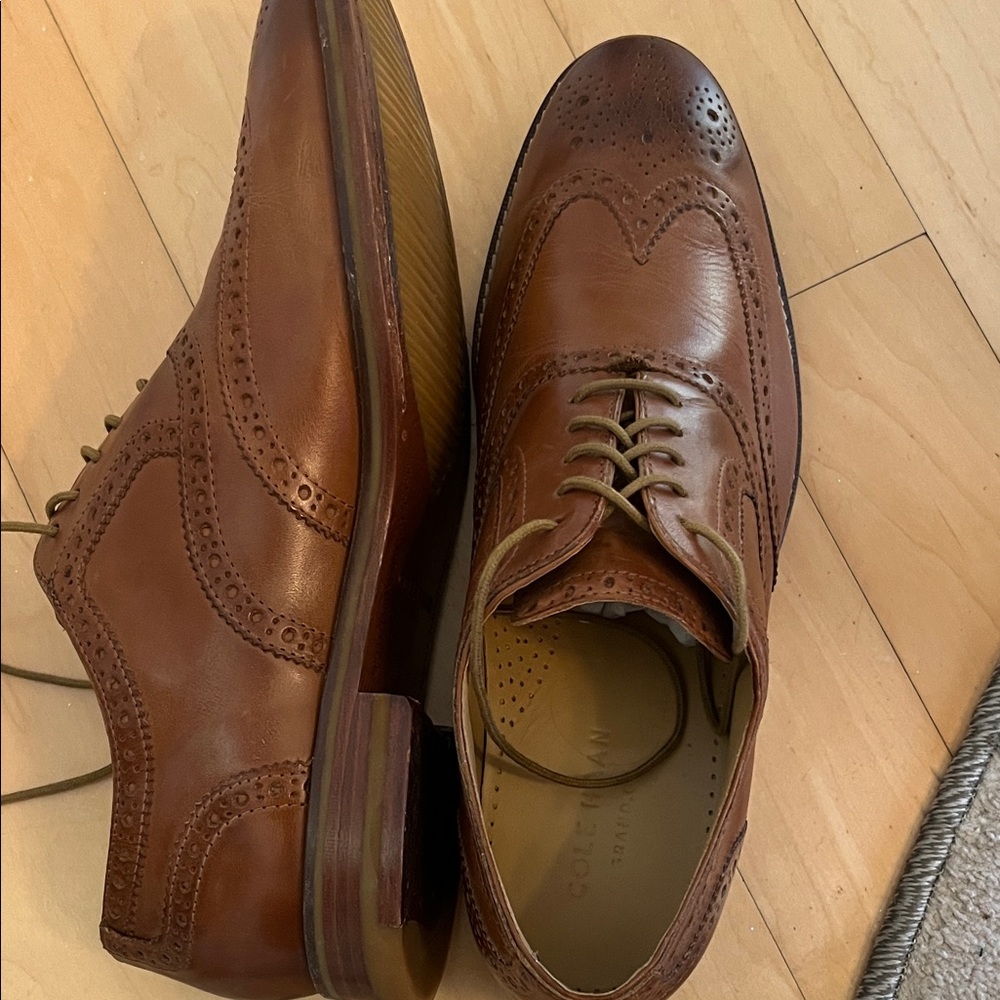 Cole Haan Men's Tan Leather Brogue Oxfords